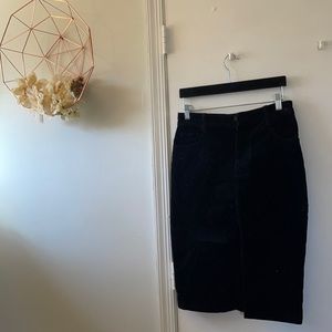 Corduroy black midi skirt